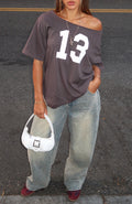 Trial Run Off Shoulder Oversized Tee Volcanic