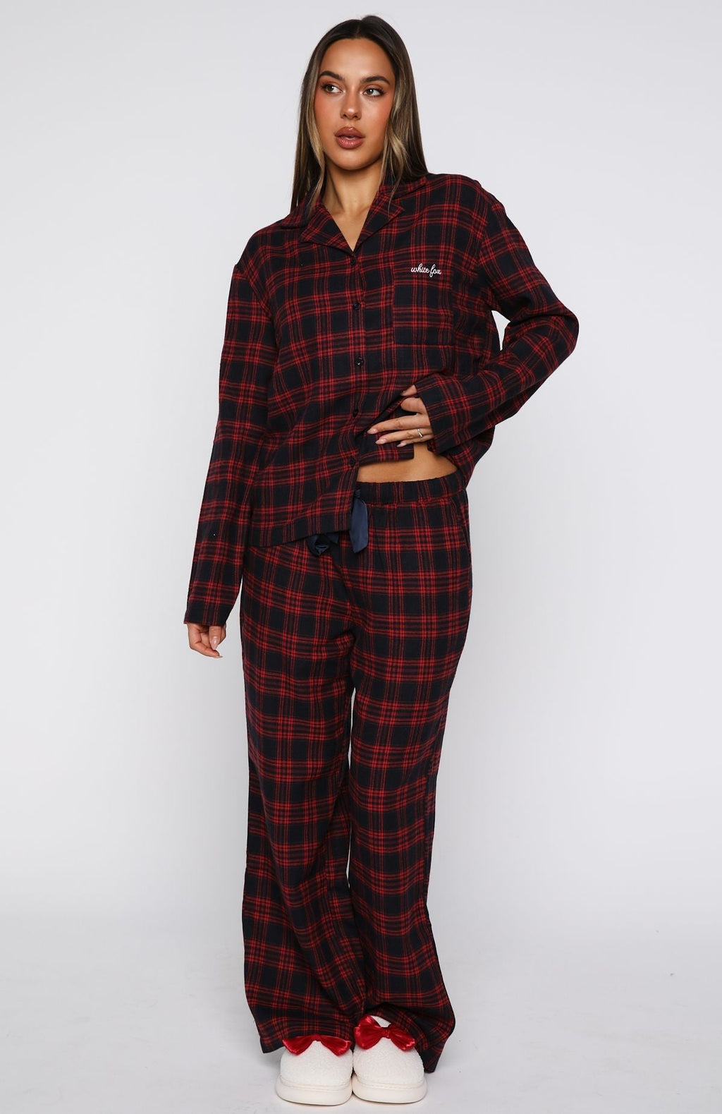 That Time Of Year Long Sleeve Pyjama Top Red/Navy