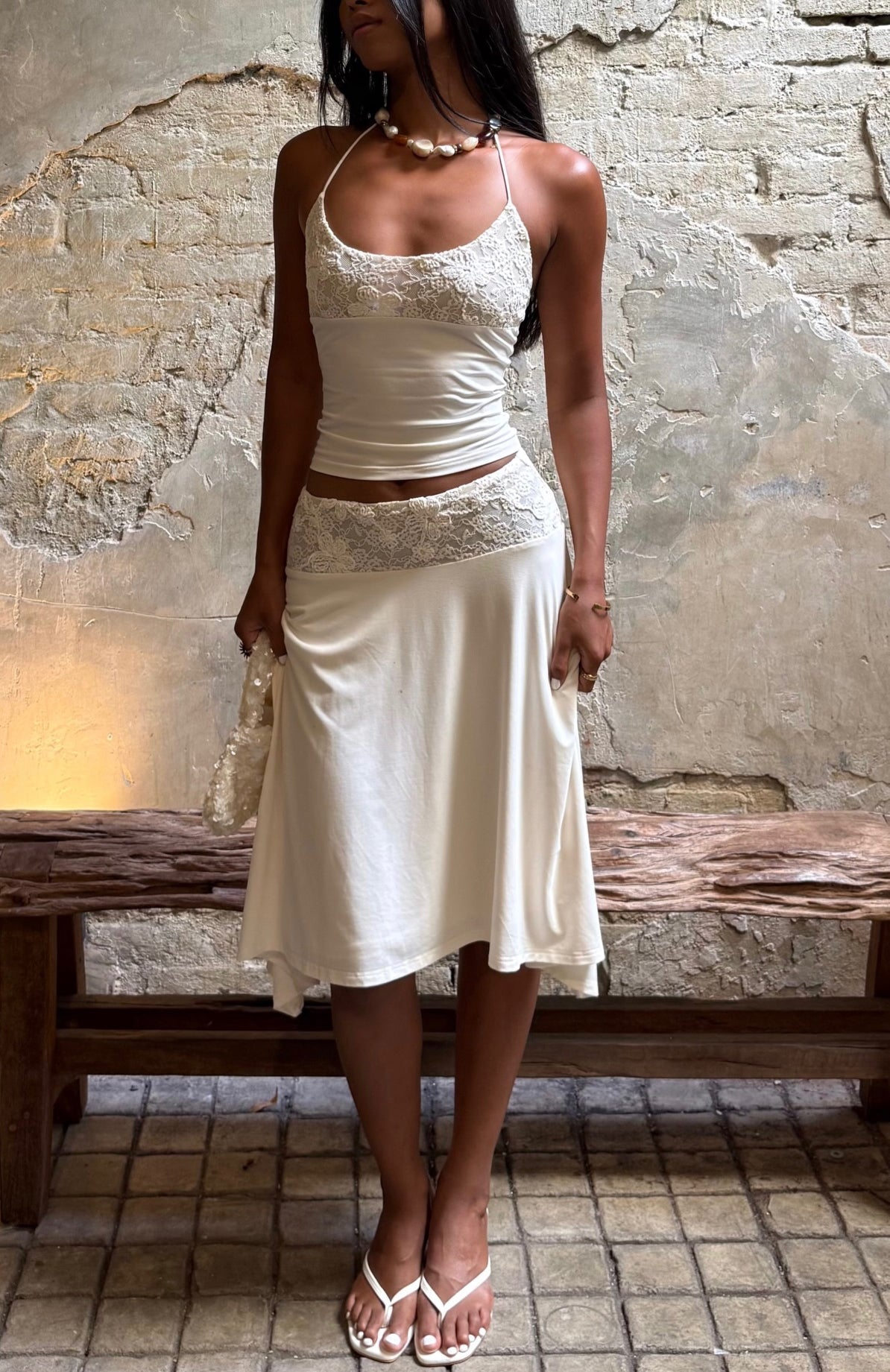 Cool Chaos Midi Skirt Off White