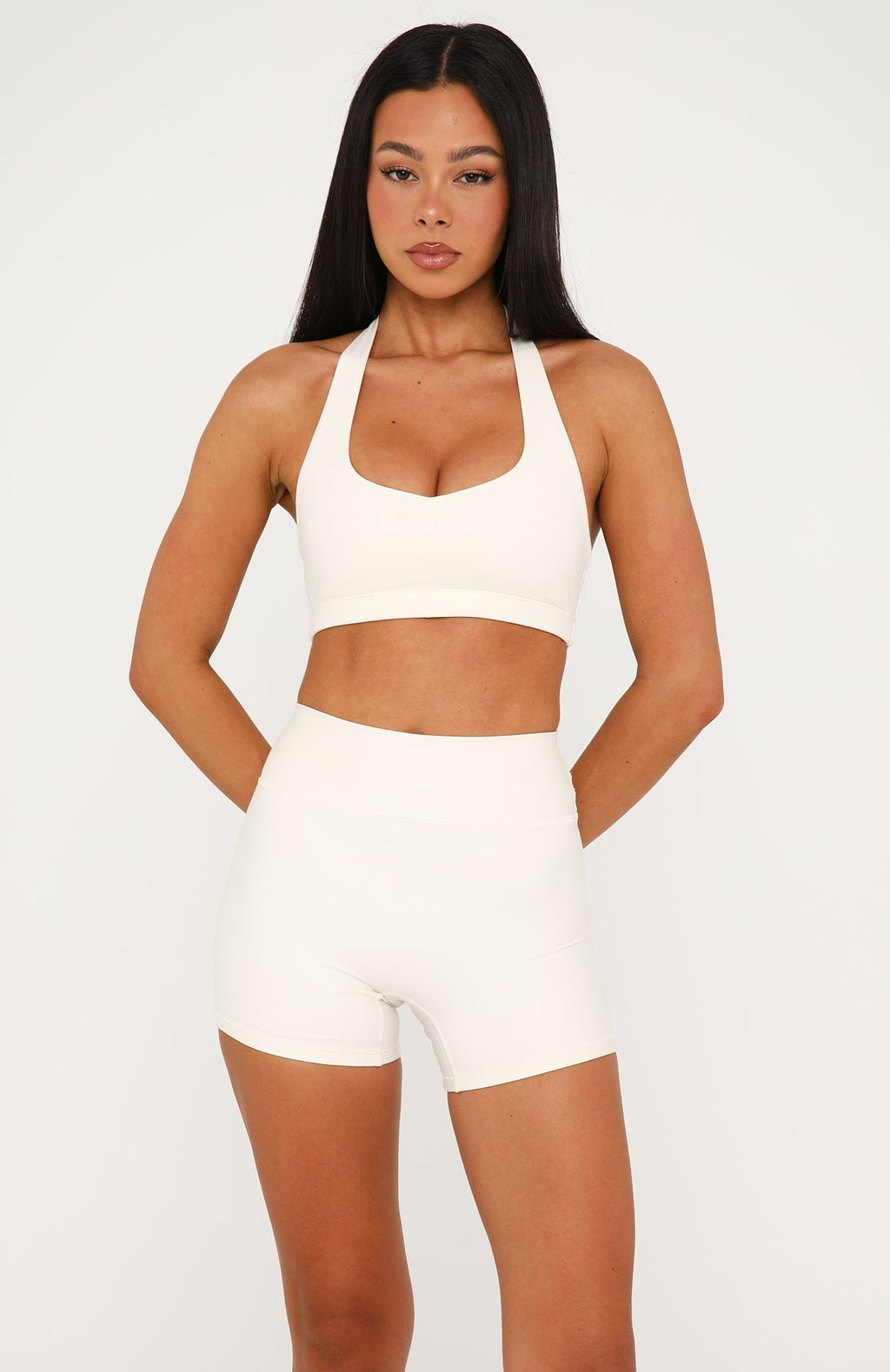 Keep Moving High Waisted Shorts Cream